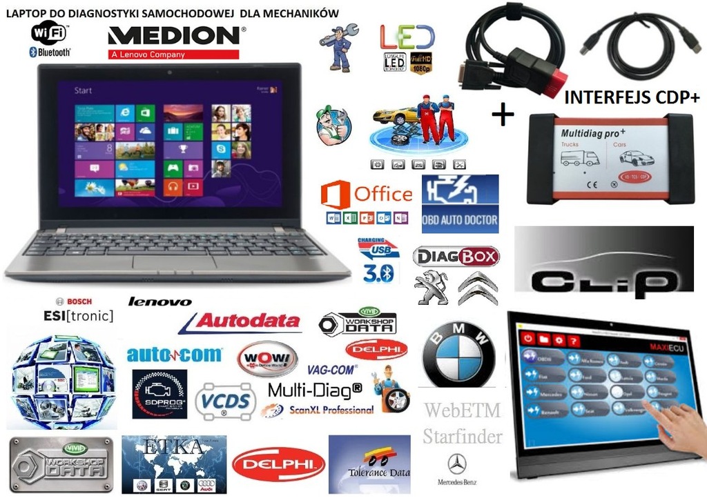 Laptop do diagnostyki AutoData AutoCom ESI MAXIECU