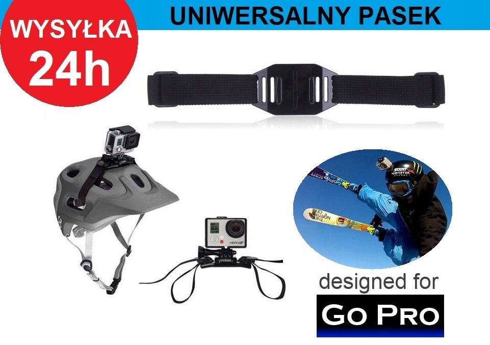 UCHWYT MOCOWANIE GOPRO 3 4 KASK PASEK Helmet Strap 4953566079