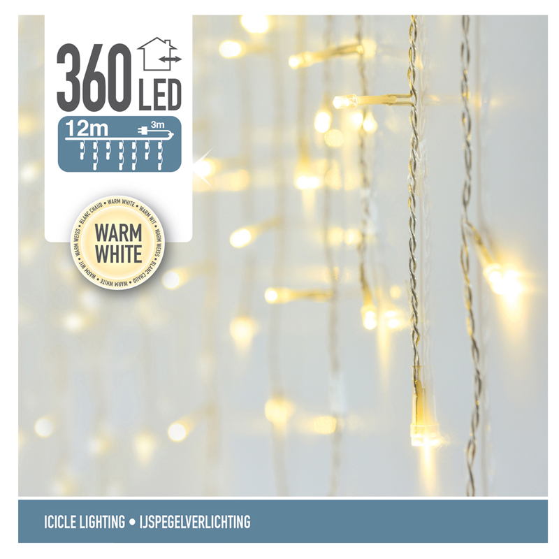 Dekomotyw Światełka zewnętrzne sople 360 LED 12m