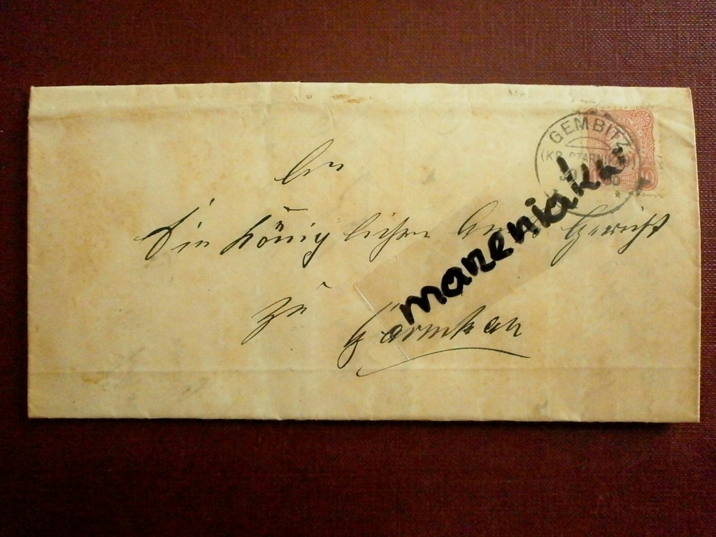 Wezwanie do zapłaty List Gębice - Czarnków 1885!