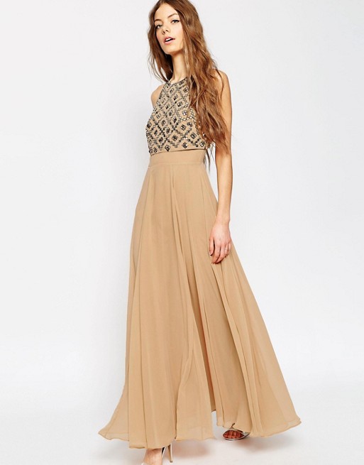 Asos - elegancka długa suknia z cekinami 44