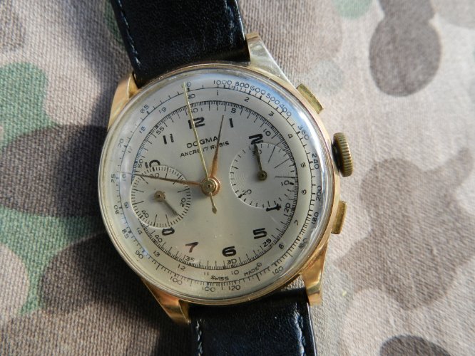 Chronograf DOGMA  Prima złoto 18K, 750  lata 40-te