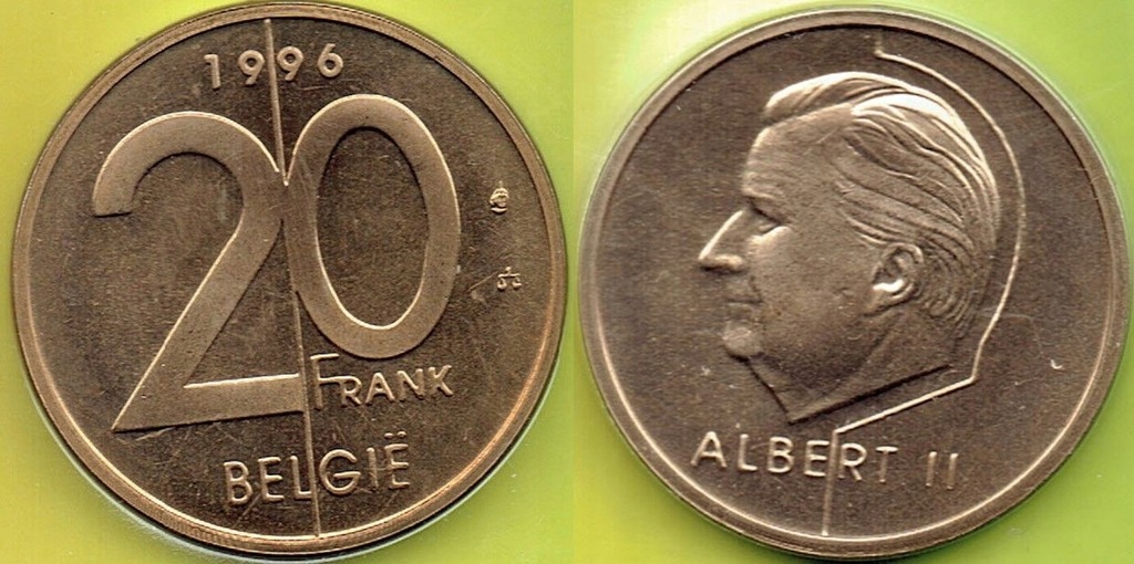 Belgie 20 Francs 1996 r. mennicza