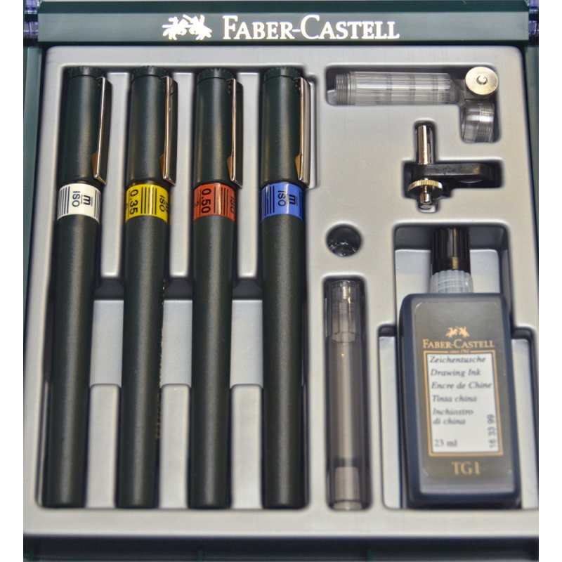 Zestaw tuszografów rapidografów Faber Castell TG1