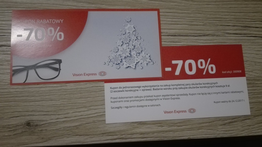 Kupon rabatowy Vision Express 70% na okulary