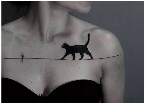 Tatuaż zmywalny LINIA CZARNY KOT KITTY