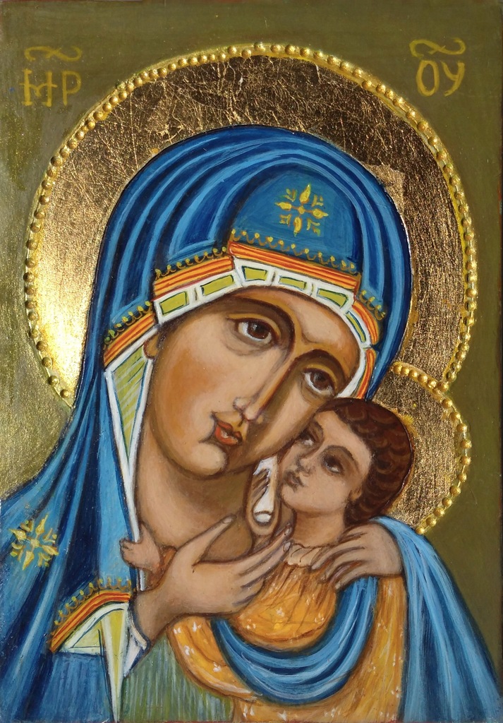 IKONA MATKI BOSKIEJ Z DZIECIĄTKIEM JEZUS NIEBIESKA