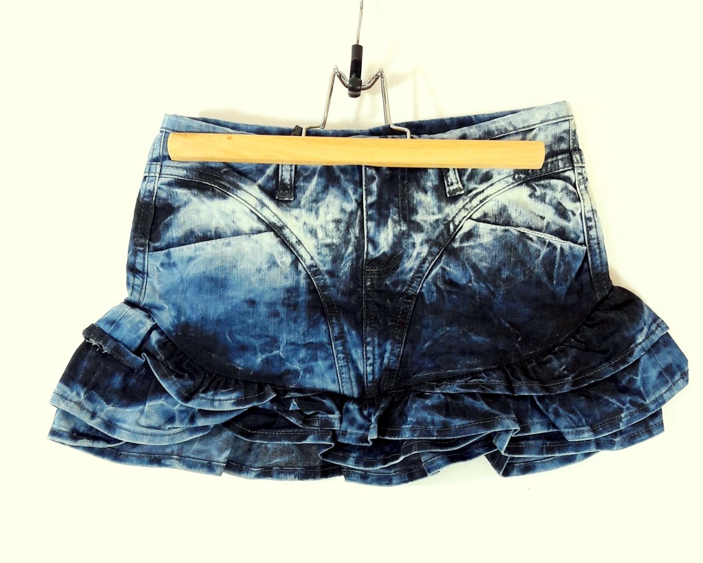 BERSHKA mini spódniczka jeansowa z falbanami S