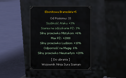 Ebonitowa Bransoleta PVP / DT  ClassicMT2 New