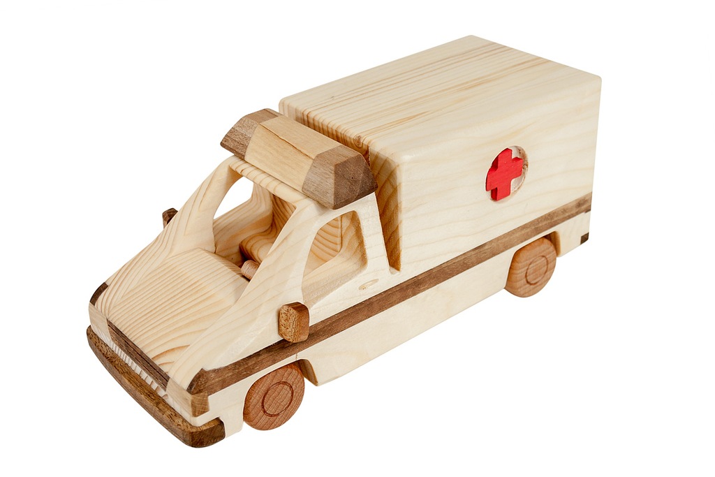 Drewniana KARETKA AMBULANS auto Samochód z drewna