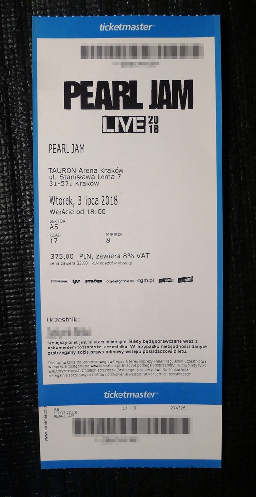 Pearl Jam - bilet na koncert Tauron Arena Kraków
