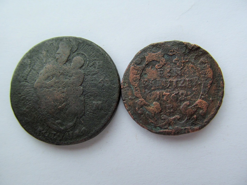 2 monety austriackie-poltura i krajcar.