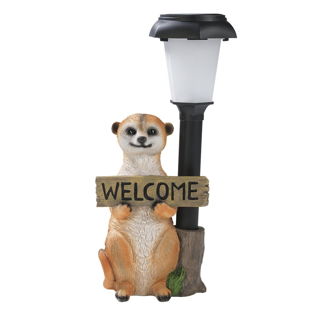 RĘCZNIE MALOWANA SURYKATKA Z LAMPĄ WELCOME SOLAR