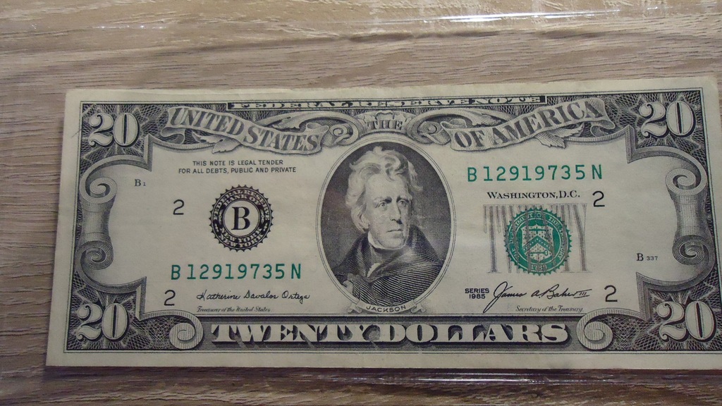 20 DOLARÓW , dolar USA Dollars seria B - 1985 r. 