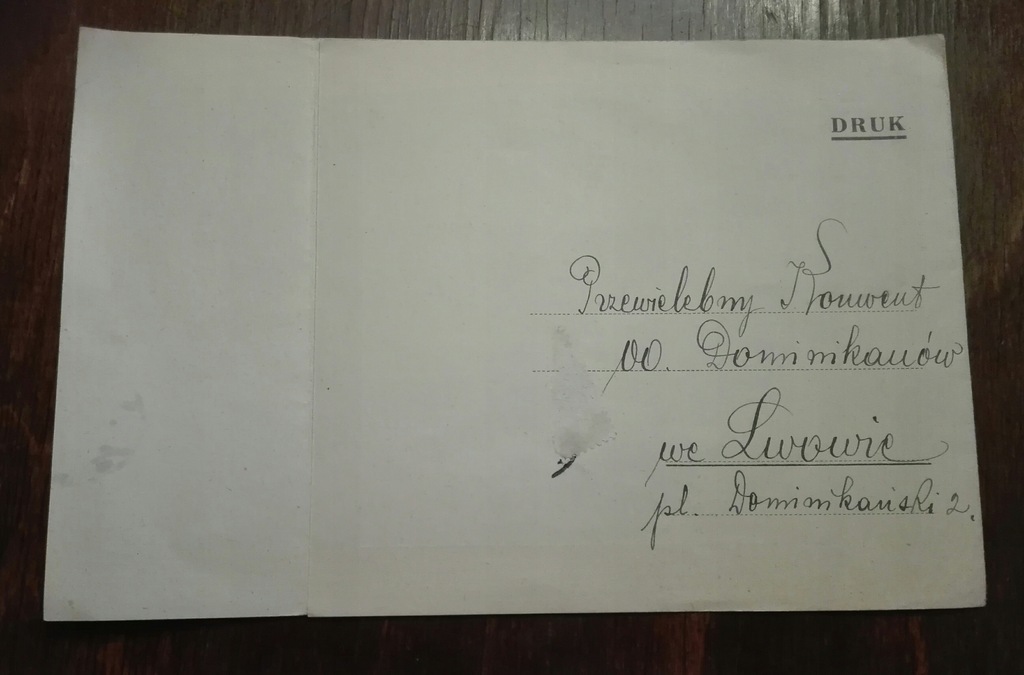 Przedwojenne zaproszenie dominikanie Lwów Kraków
