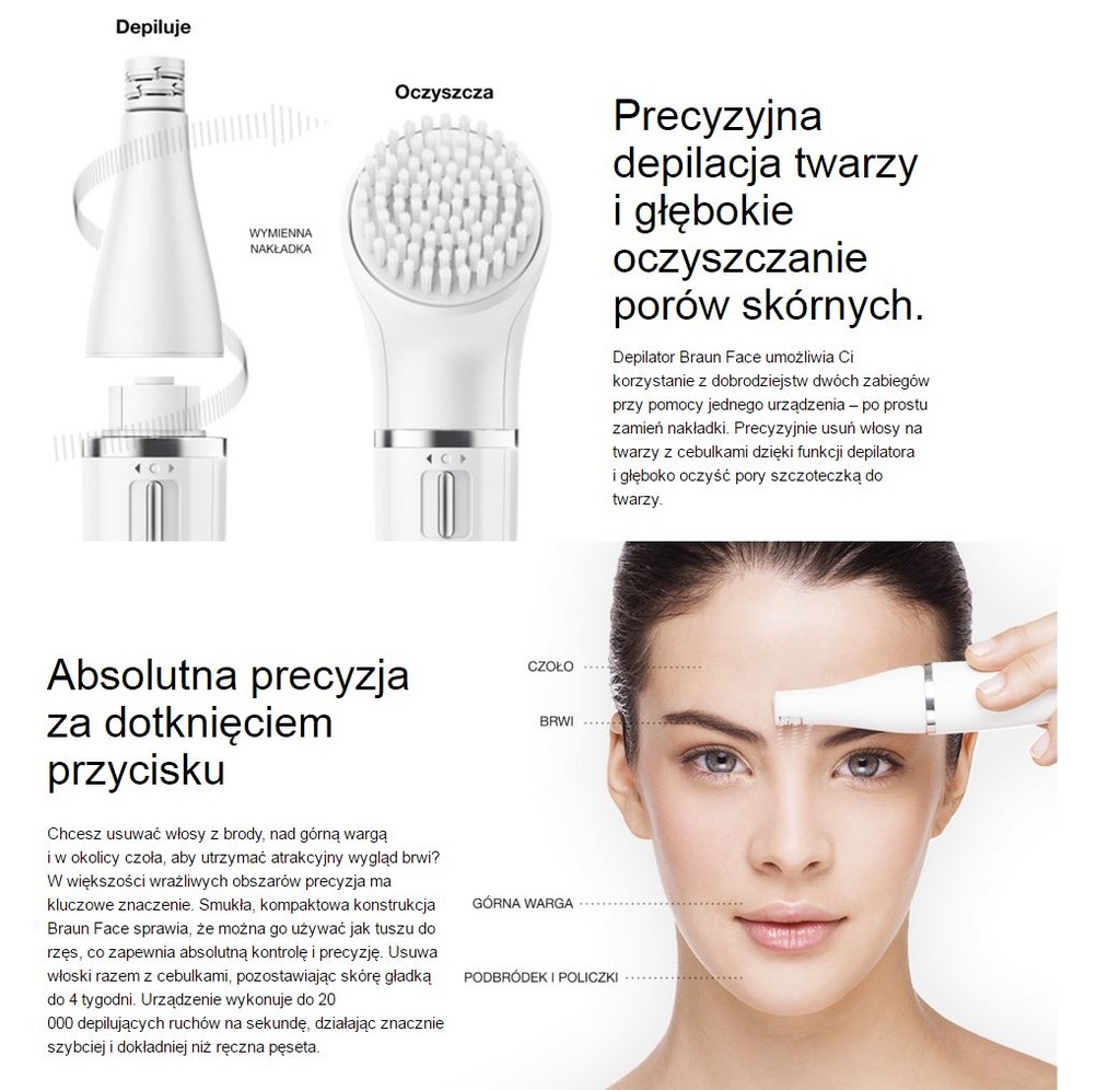 Depilator do Twarzy BRAUN Face 831 + Szczotka FACE 7222179428