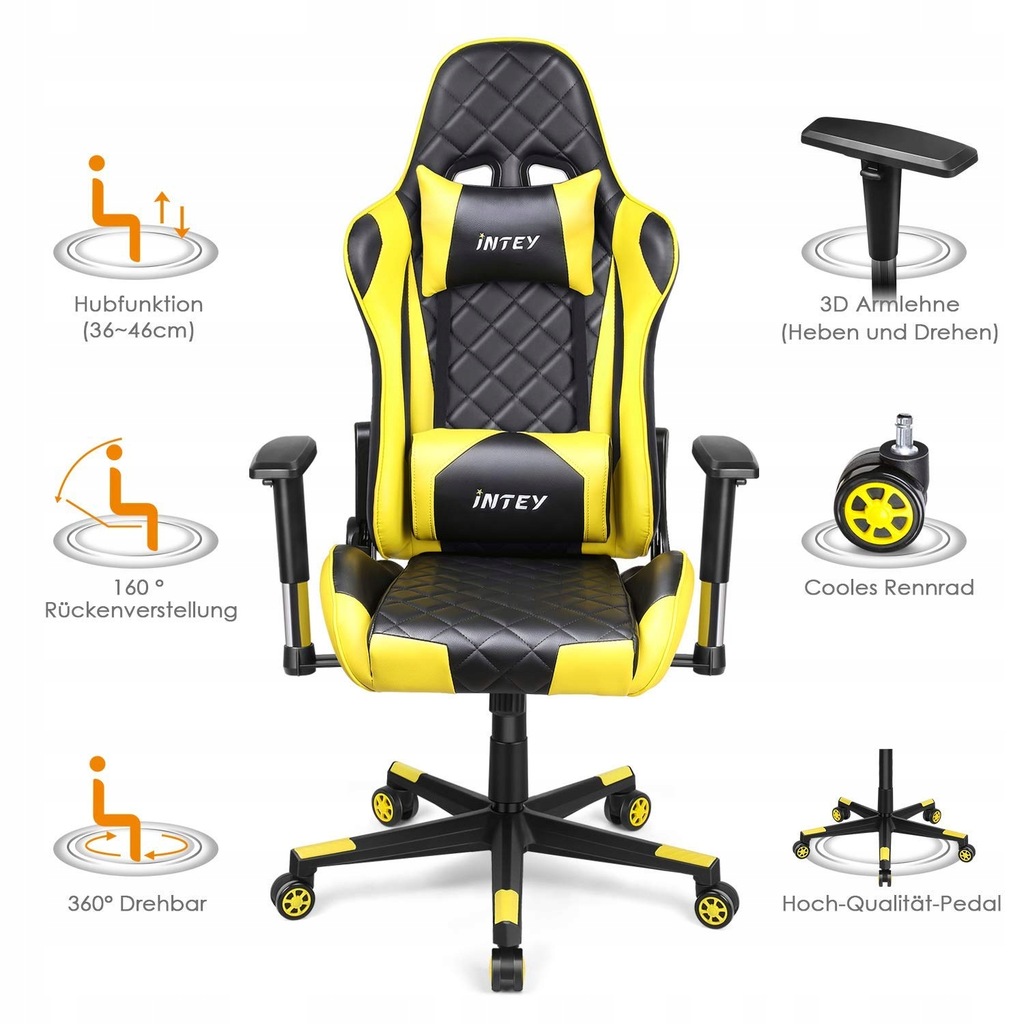 Fotel gamingowy biurowy obrotowy Intey INTDJY01 7715877820