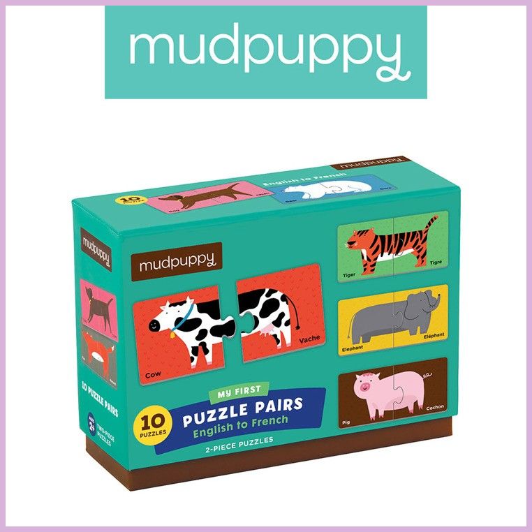 Mudpuppy Dwujęzyczne puzzle ze zwierzątkami do nau