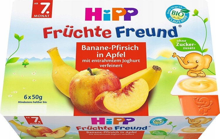 BIObaby HiPP Jabłko Banan Brzoskw Jogurt 6x50g