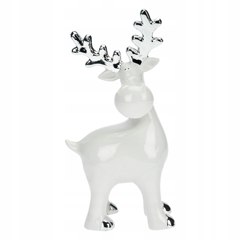 FIGURKA RENIFER CERAMICZNY BIAŁY 25 CM ŚWIĘTA