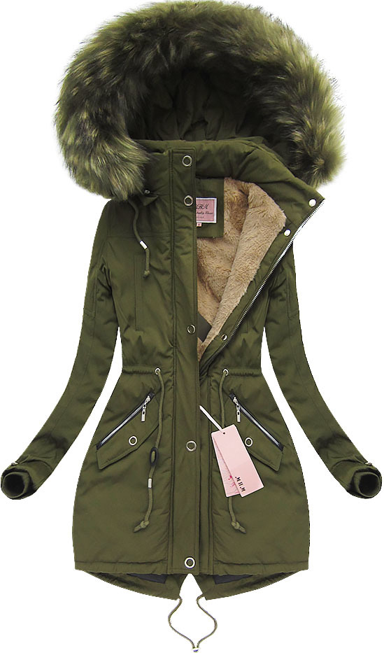 GRUBA PARKA ZIMOWA Z KAPTUREM W120 KHAKI M (38)