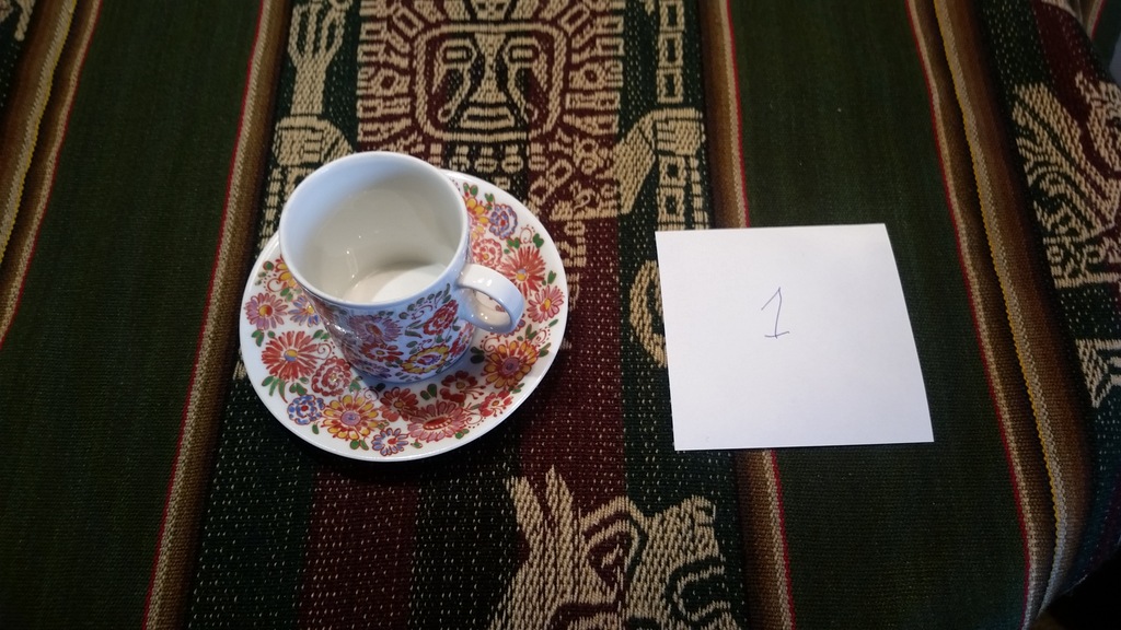 Filiżanka spodek. Porcelana. Cepelia Opolska. 1975