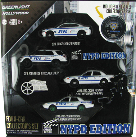 Greenlight 1:64 4-Car Set NYPD Edition white / blue 59050B