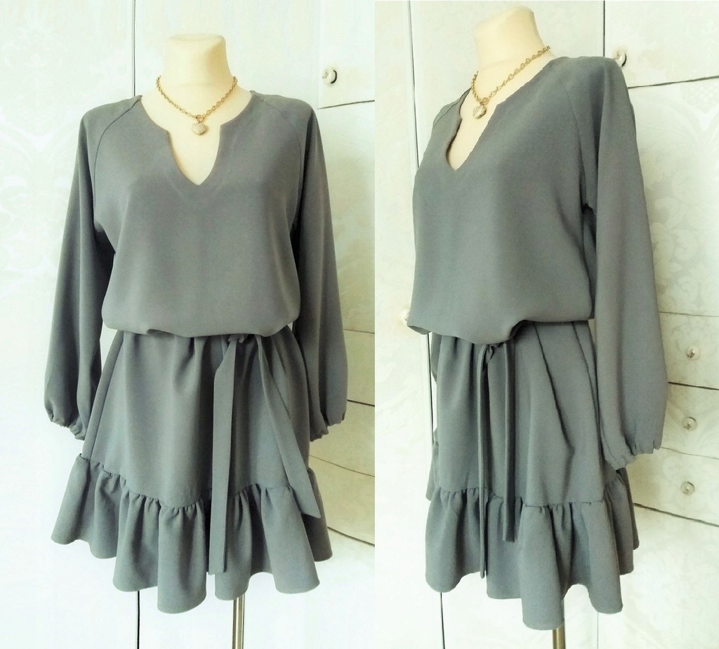 WLOSKA SUKIENKA SZARA OVERSIZE CARLA FIRENZE r.S/M