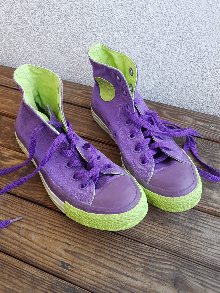 CONVERSE unikatowy kolor fiolet limonka 37,5