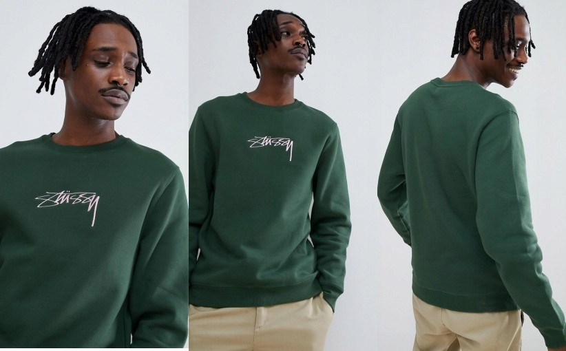 E1F105*STUSSY BLUZA MĘSKA ZIELONA Z LOGO M C04