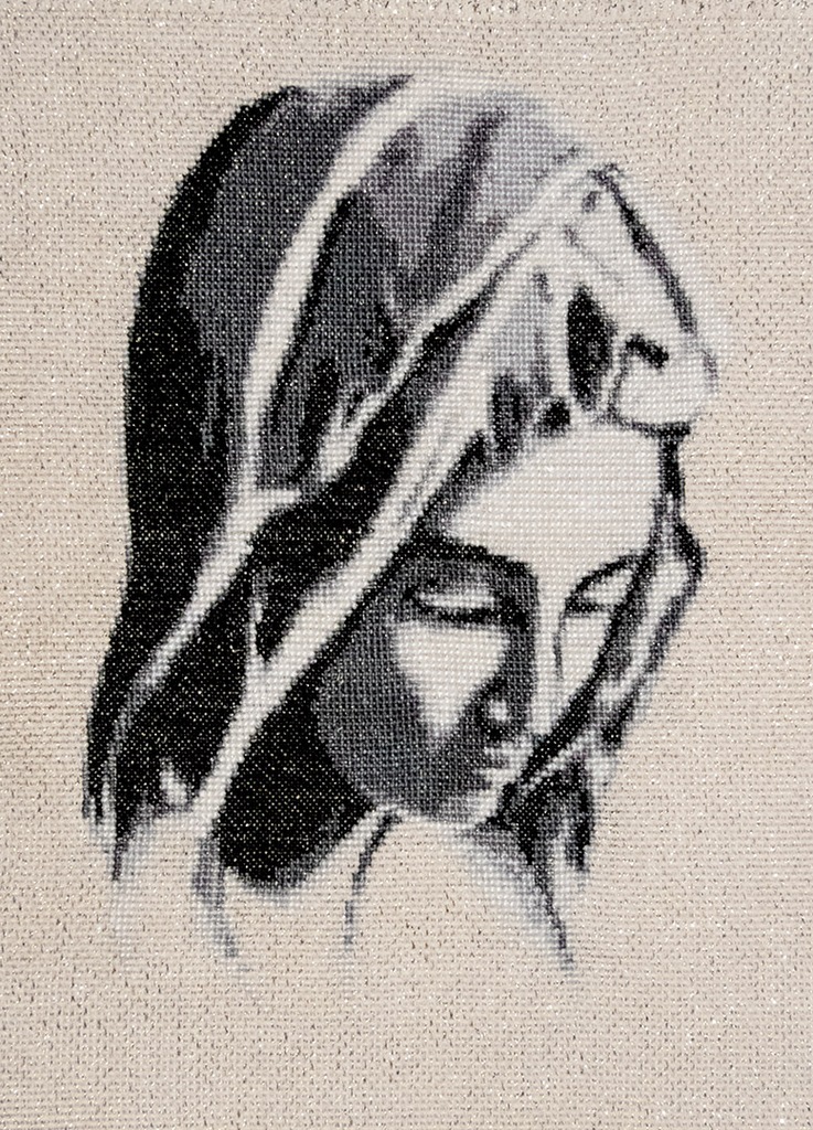 MARYJA PIETA MATKA BOSKA HAFT KRZYŻYKOWY OBRAZ