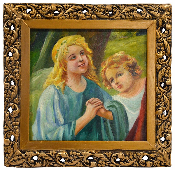 Olejny obraz modlące się dzieci 31x30 cm