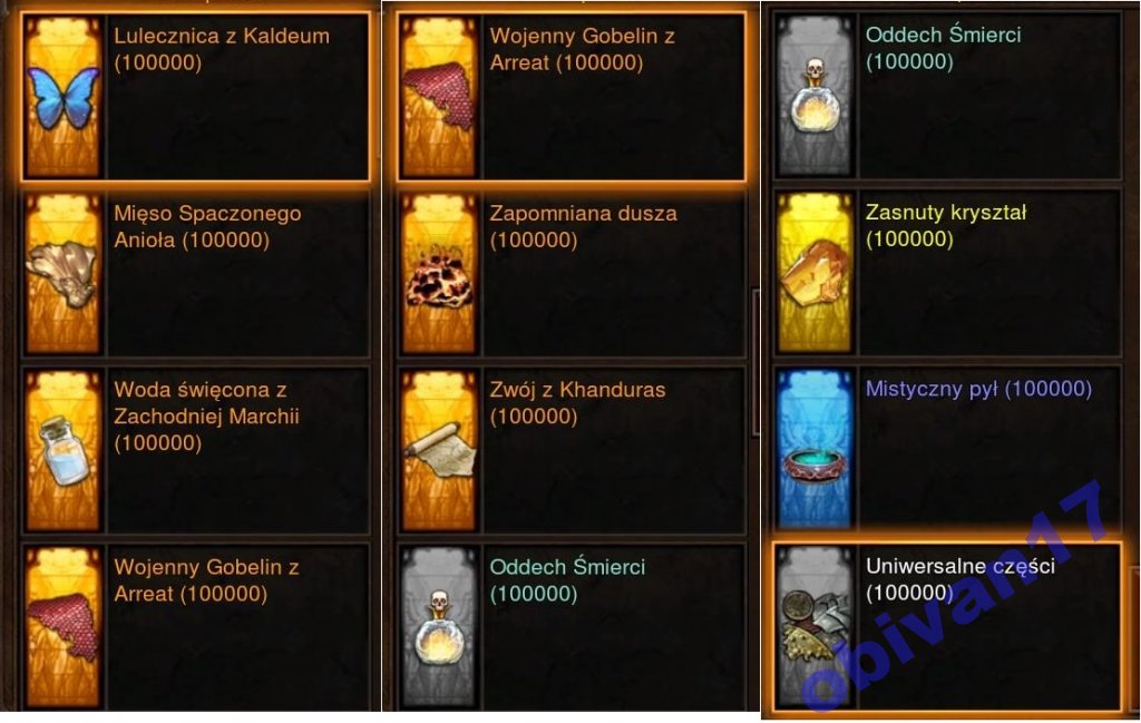 Diablo 3 ROS Materiały na Kostkę 30 000 000 sztuk 