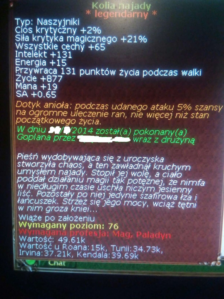 Margonem Lega Kolia najady Hutena 130zł