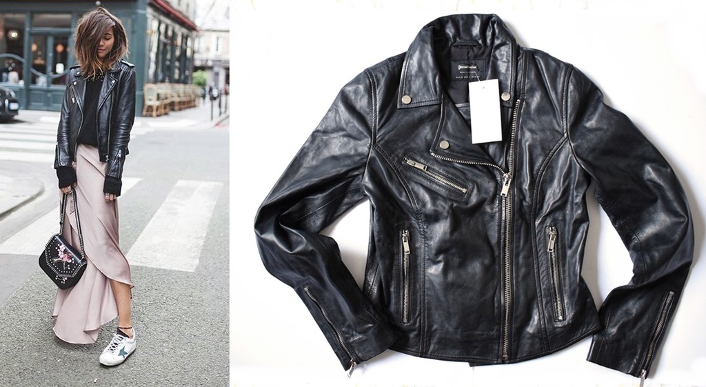 STRADIVARIUS SKÓRZANA RAMONESKA KURTKA BIKER S