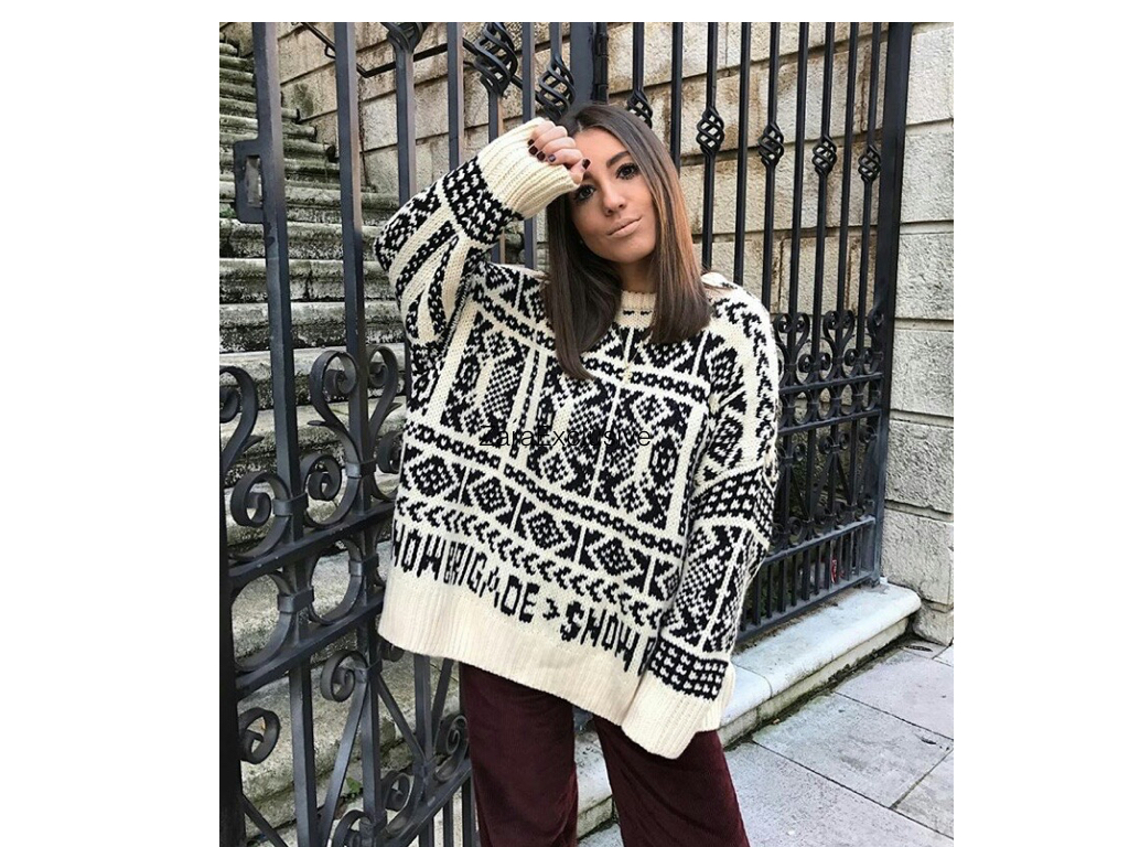ZARA SWETER ŻAKARDOWY WZÓR S 