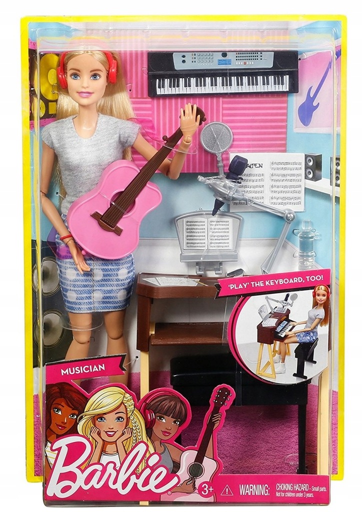 MATTEL BARBIE LALKA MUZYK GITARA FORTEPIAN AKCESOR
