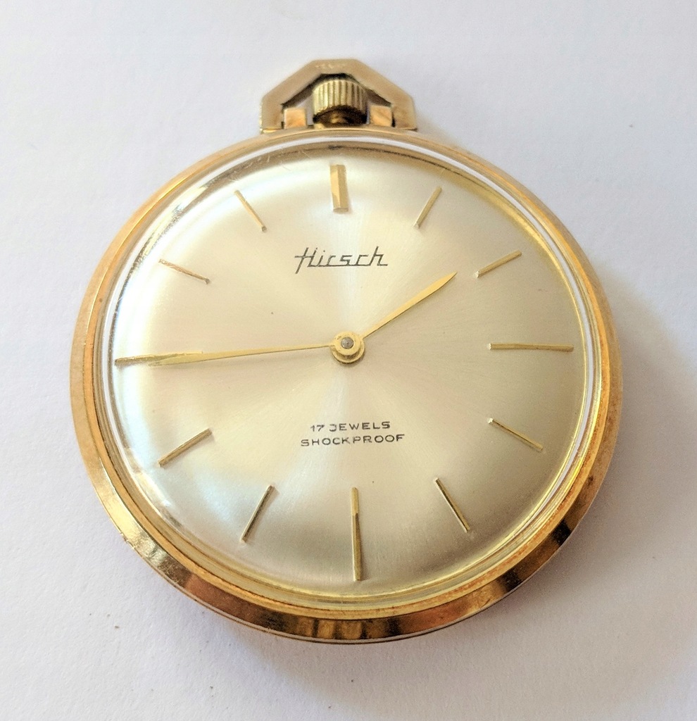 Piękny złocony zegarek Hirsch 17 Jewels 39mm