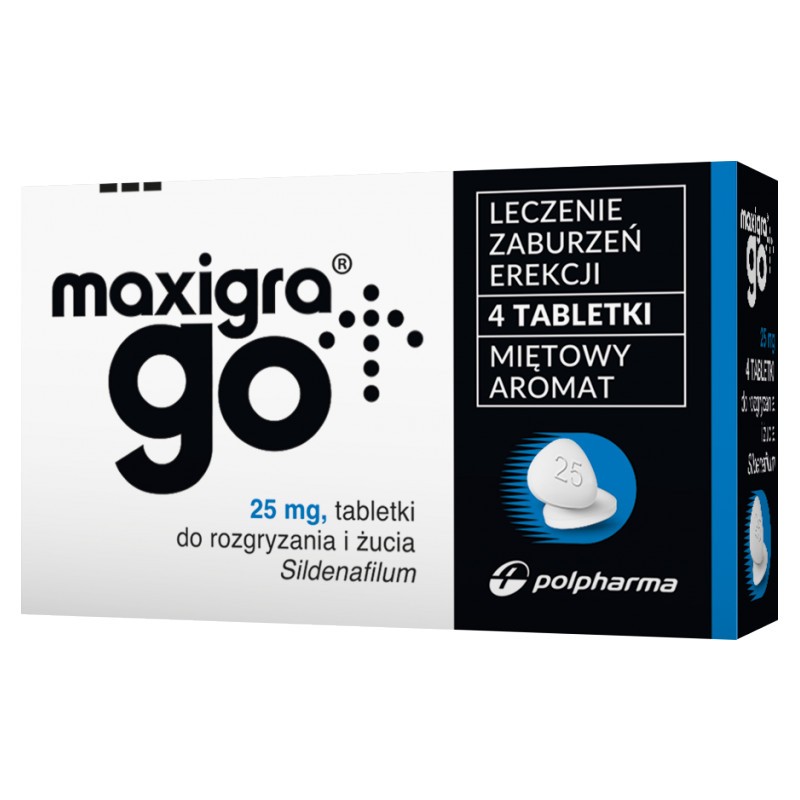 Maxigra Go 25 mg tabletki do rozgr. i żucia, 4 szt