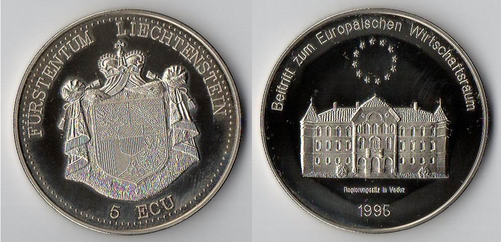 LIECHTENSTEIN 1995 5 ECU VADUZ