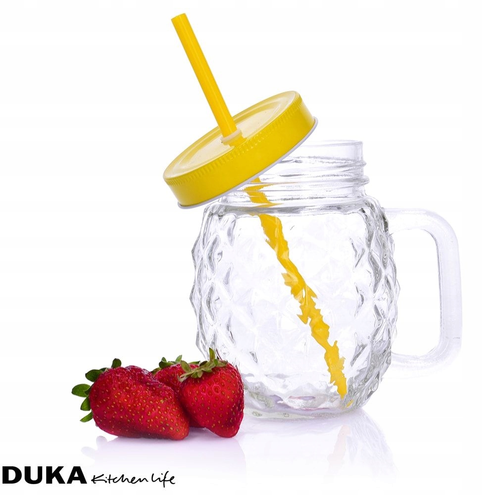 Słoik ze słomką z rurką kubek szklanka 500 ml DUKA