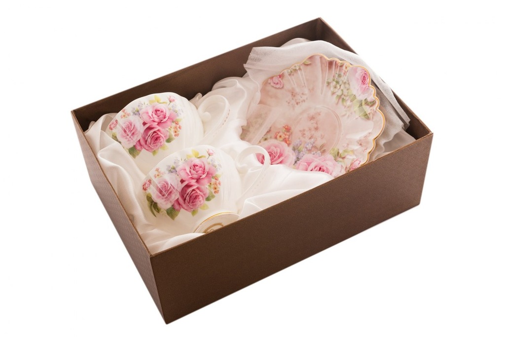 KOMPLET FILIŻANEK RÓŻA ANGIELSKA PORCELANA KOSTNA