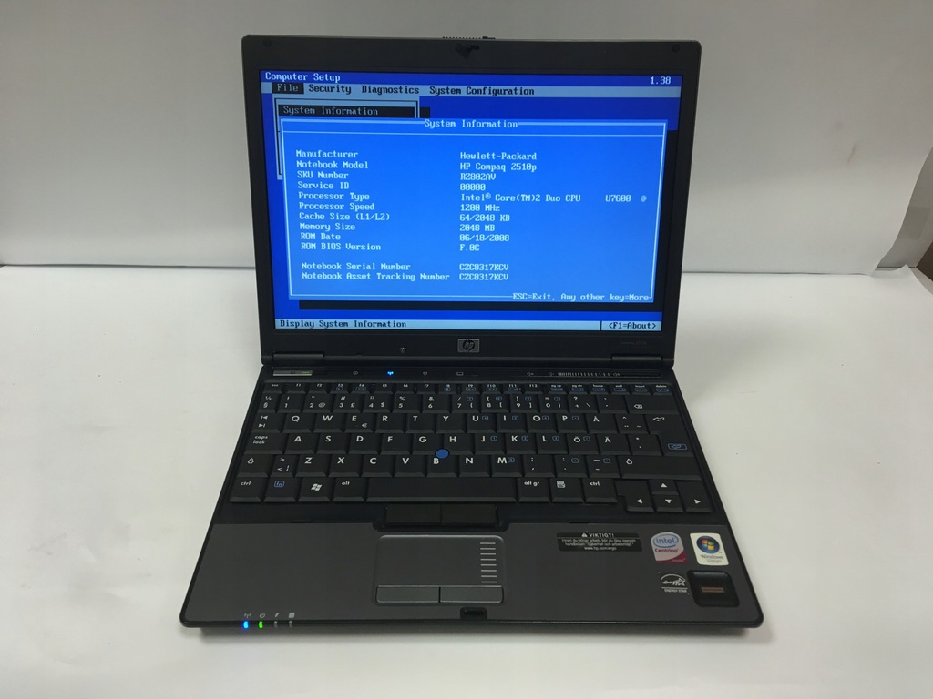 HP COMPAQ 2510P C2D U7600 2GB RAM Bateria sprawna 7452047388