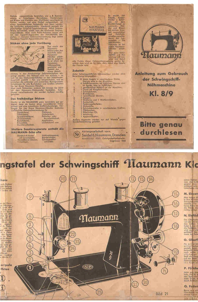 MASZYNA DO SZYCIA - NAUMANN -- INSTRUKCJA -- 30-TE