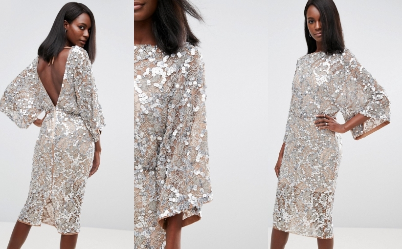 F1E201*ZDOBIONA SUKIENKA KIMONO SYLWESTER 42 A00