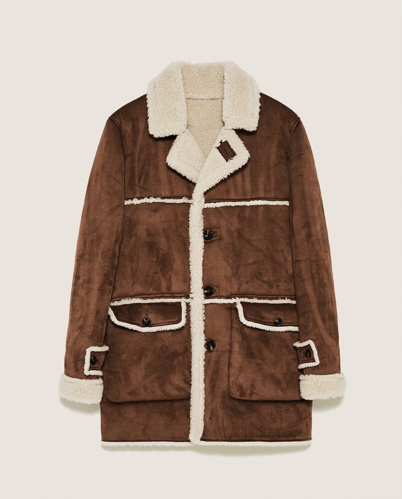 Płaszcz męski zamszowy Zara vintage z barankiem XL
