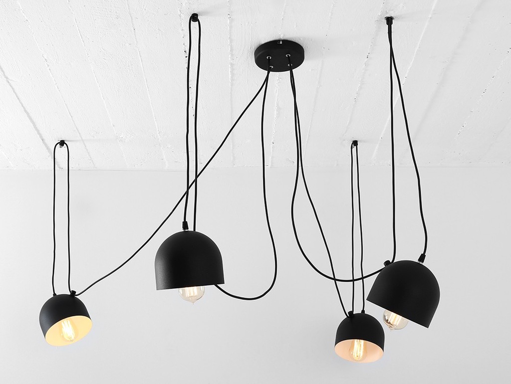 Lampa wisząca POPO 4 - czarna linki loft pająk