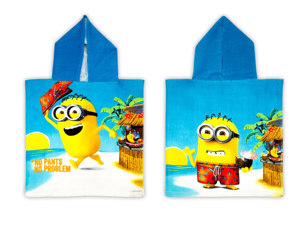PONCHO PONCZO ręcznik z kapturkiem MINIONKI PLAŻA