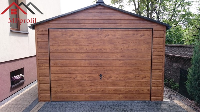 Garaż blaszany 3,5x5,5 całość profil drewnopodobny