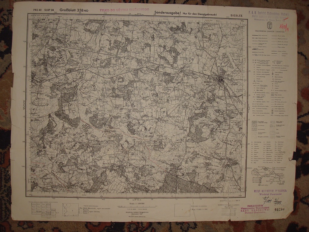 Mapa SIEDLCE 1934.GOŁĄBEK ,OZORÓW,ŁUKOWIEC,OLSZYC